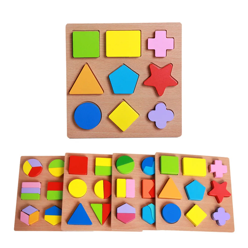 1 セット幾何学形状パズルボード木製インセット早期学習マッチング教育ゲーム子供幼児向けパズル