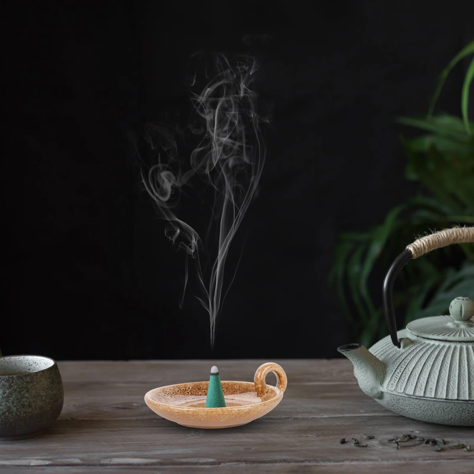 

Ceramic Scent Wood Stand Decorative Incense Holder Scented Burner Mini Handmade