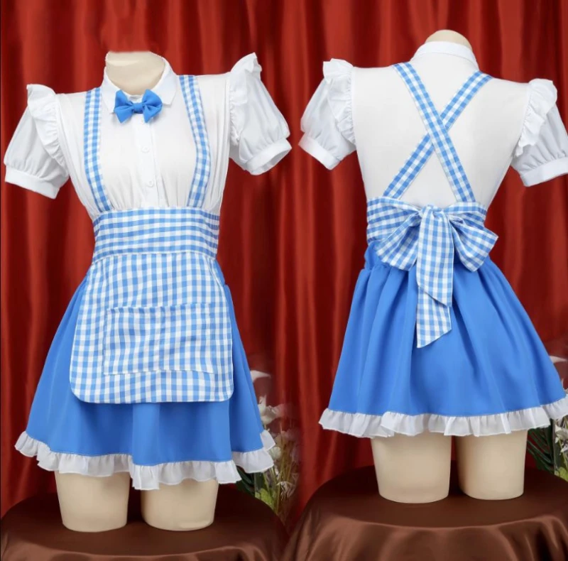 Vestido de sirvienta de Anime Bocchi The Rock Goto Hitori, disfraz de Lolita, delantal a cuadros Bule, mono con volantes, ropa de dormir