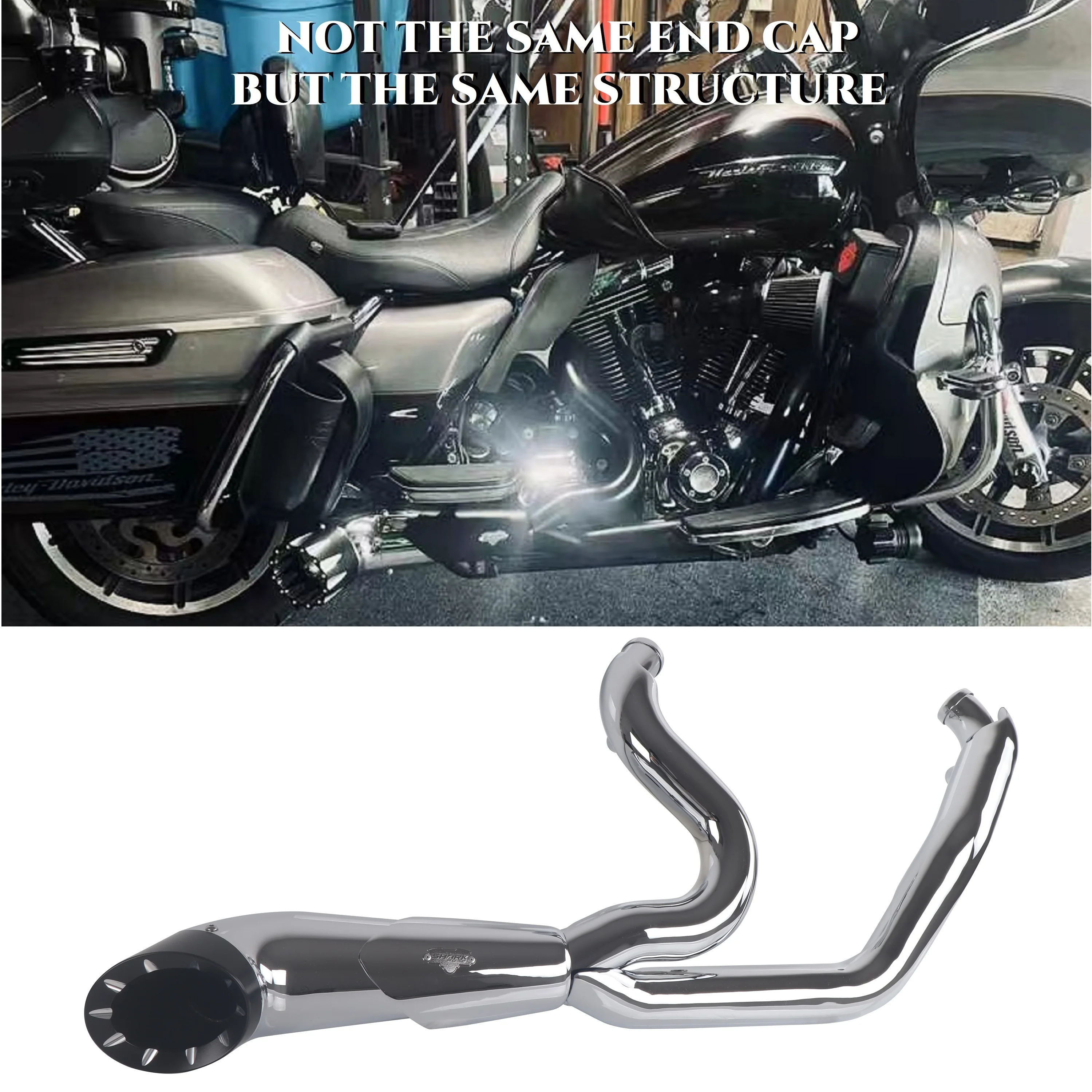 

2-into-1 Exhaust Pipes for Harley Davidson 1995-2016 Full Exhaust System Upgrading,Fit for Street Glide, Road Glide Pipes etc.