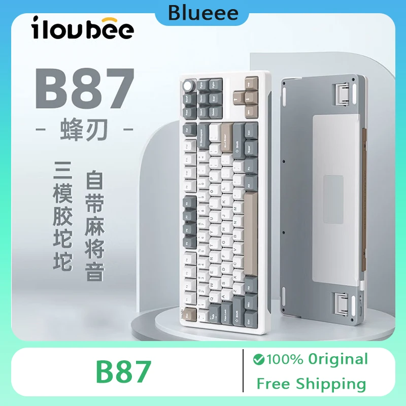 ILovbee B87 Mechanical Keyboard Wireless Bluetooth 3 Mode Multifunctional Knob RGB Hot Swap Gasket Gaming Keyboard Pc Accessorie