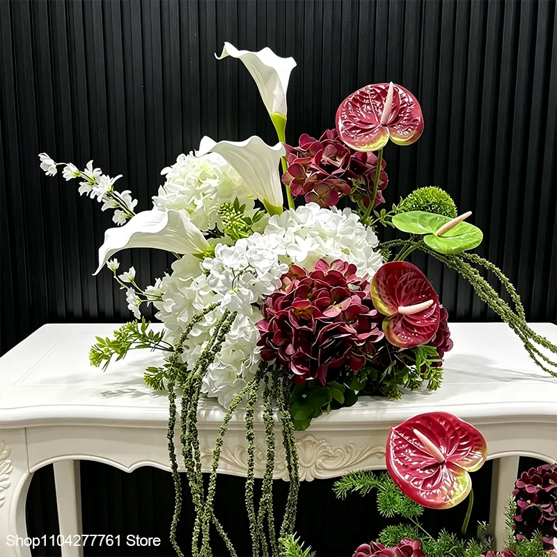 30/50/70cm Weiß-Grünes Blumen-Centerpiece Künstliche Rose Calla-Lilie Anthurium Tischdekoration Hochzeit Bankett Tischdekoration – Detail 2