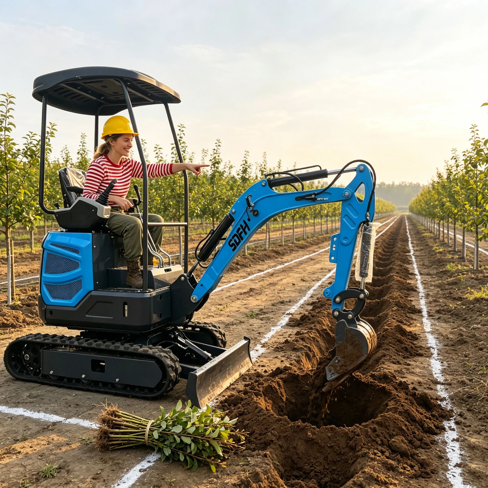 Customized 1.5 Ton Mini Excavator with Cab - Compact Digger for Garden Construction Small Digging Work