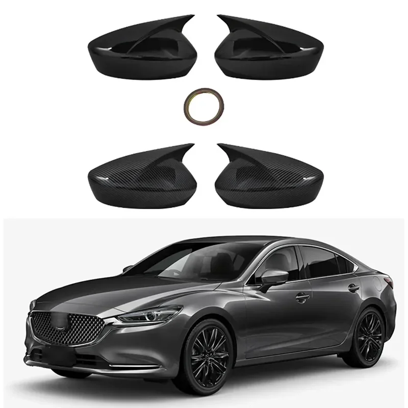 For Mazda 6 Atenza 2017-2021 Rearview Mirror Cover Horn Carbon Fiber Rearview Mirror Shell Decoration