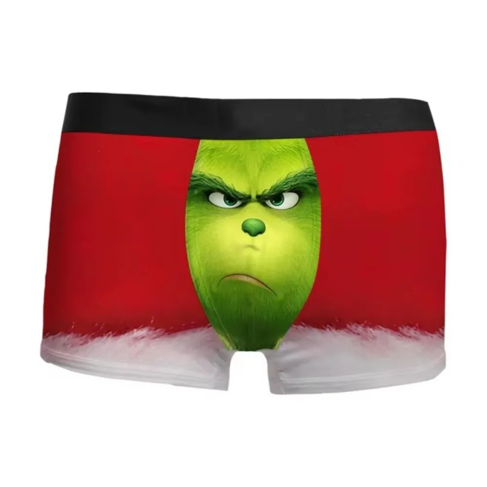 2024 quente natal 3d impresso roupa interior masculina respirável confortável moda dentro com boxers de cintura média