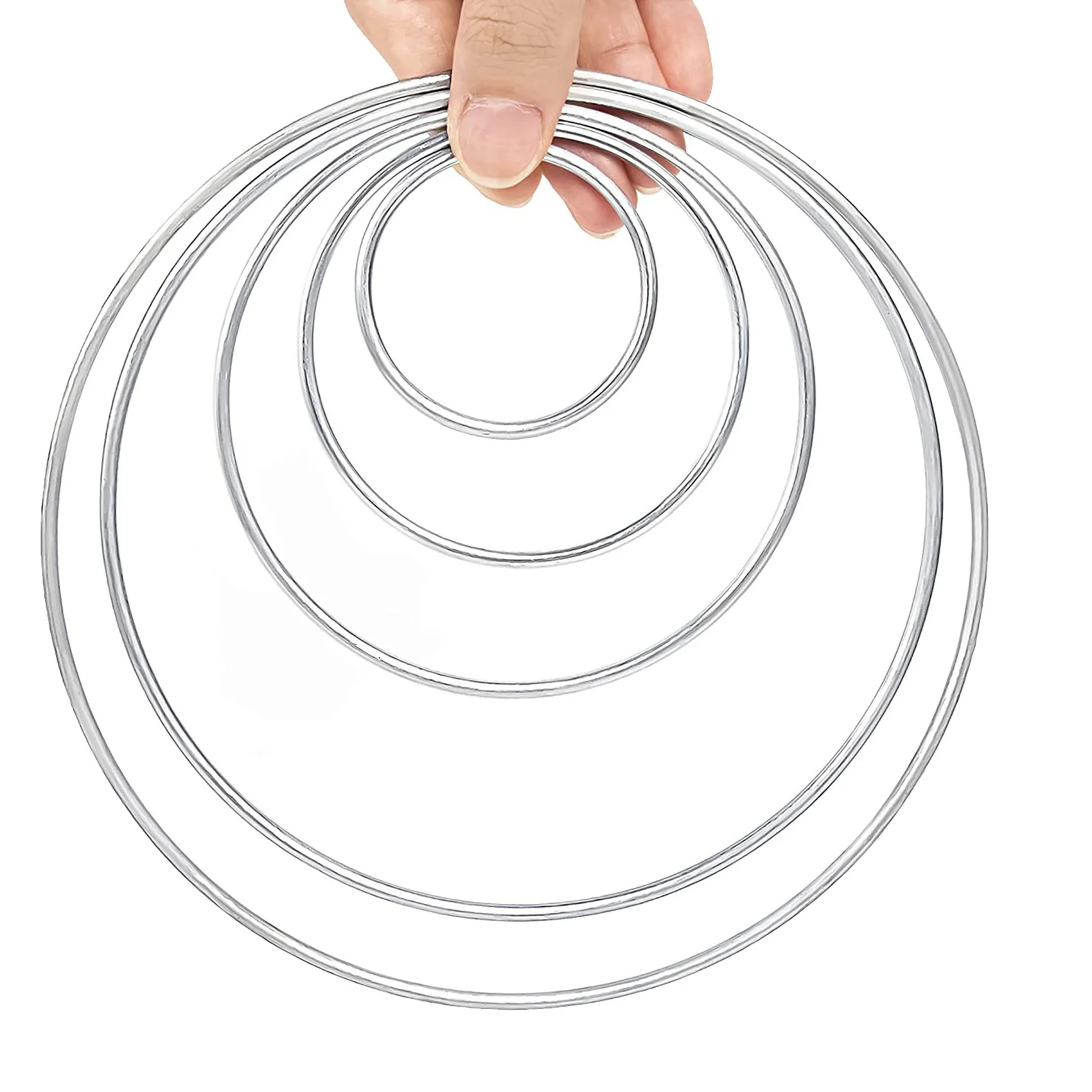 ABBN-30 PCS Silver Dream Catcher Metal Rings Supplies,Macrame Rings, Metal Hoops For Multi-Purpose Crafts Projects In 5 Sizes