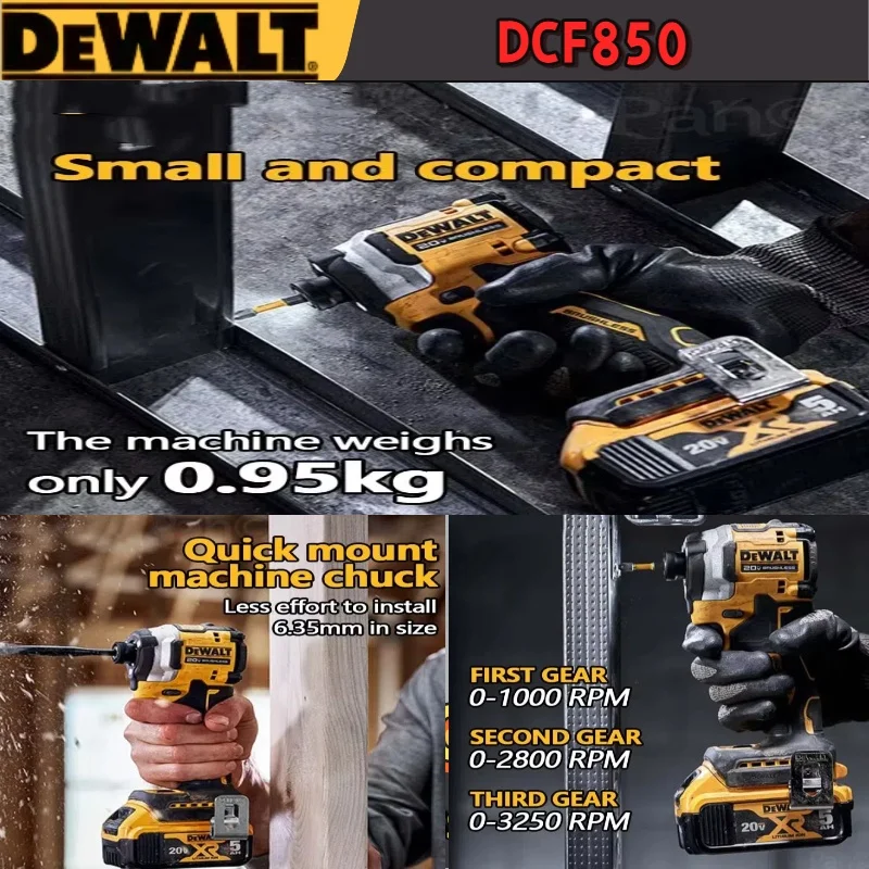 Original Dewalt DCF850 Rechargeable Cordless 20V Cordless Impact Wrench, Lithium Electric Battery, Power Tools,  Large Torque