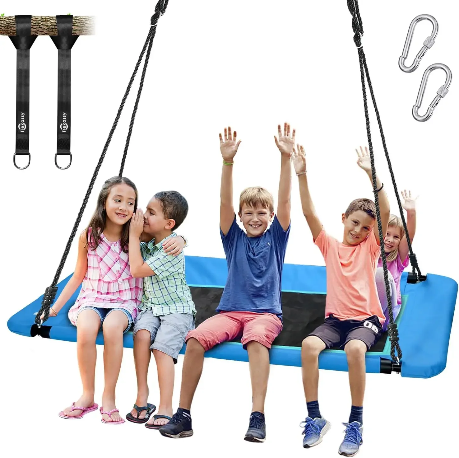 

700lb Giant 60" Platform Tree Swing for Kids and Adults Waterproof 2 Hanging Straps (Blue)