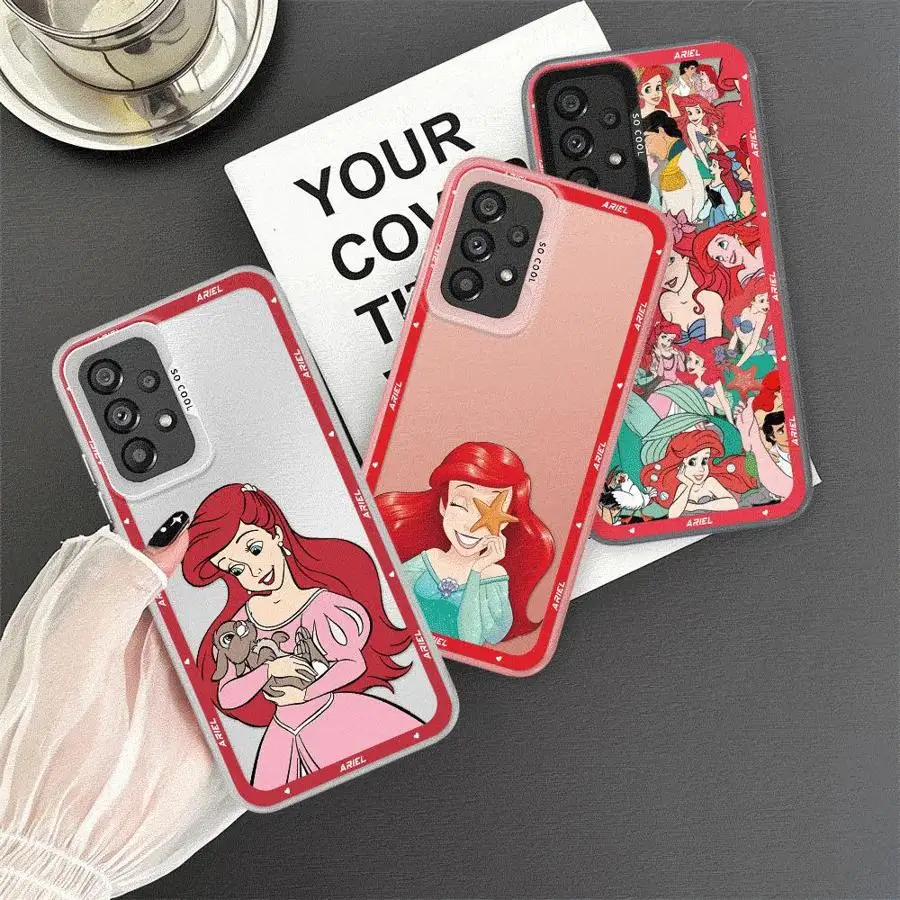 Disney Princess Ariel Phone Case for Samsung Galaxy A15 4G A53 A25 A54 A73 A55 A72 A71 A52 A54 A52s A51 5G Capa Cover