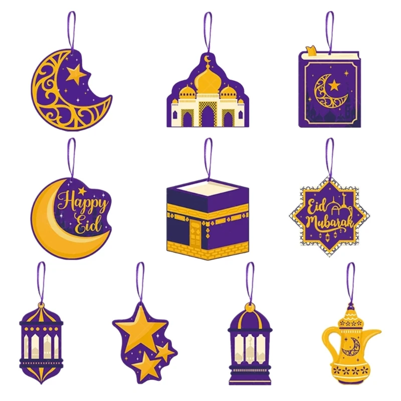 10 قطعة عيد مبارك معلقات معلقة رمضان كريم زينة لعام 2024 منزل إسلامي مسلم عيد الفطر مهرجان دروبسيل