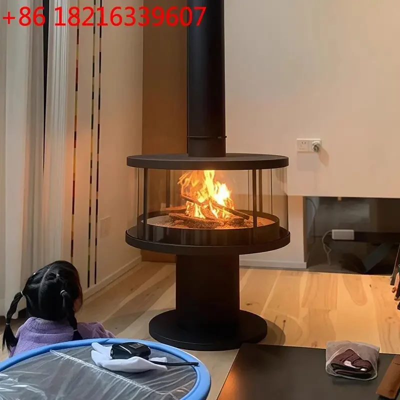 YAO TAO Round wood burning real fire fireplace heating electronic atomization indoor living room homestay decorative hanging art