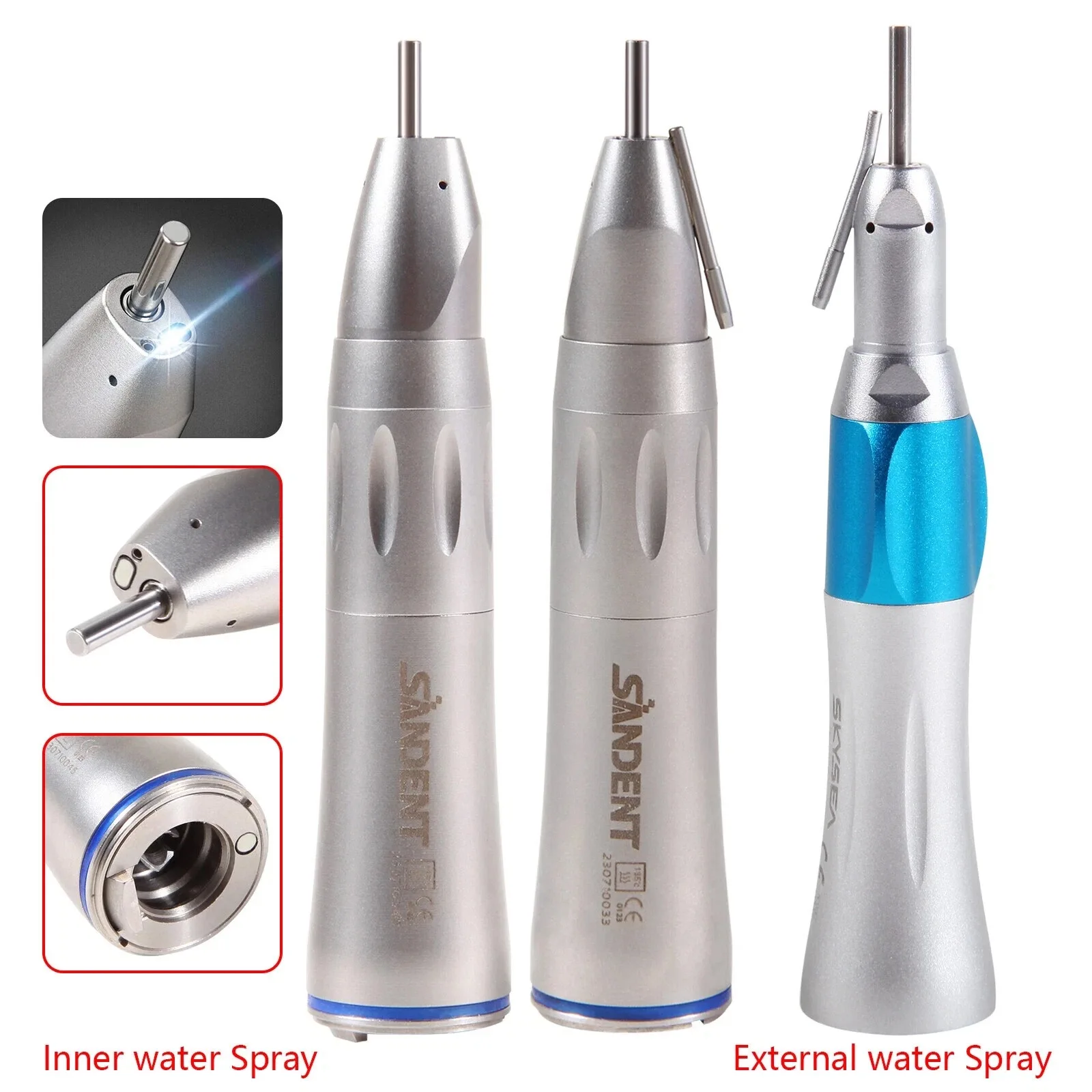 Dental Chirurgische Gerade Handstück 1:1 Fiber Optic LED/Keine Led Externe + Innen Wasser Spary Fit Nsk