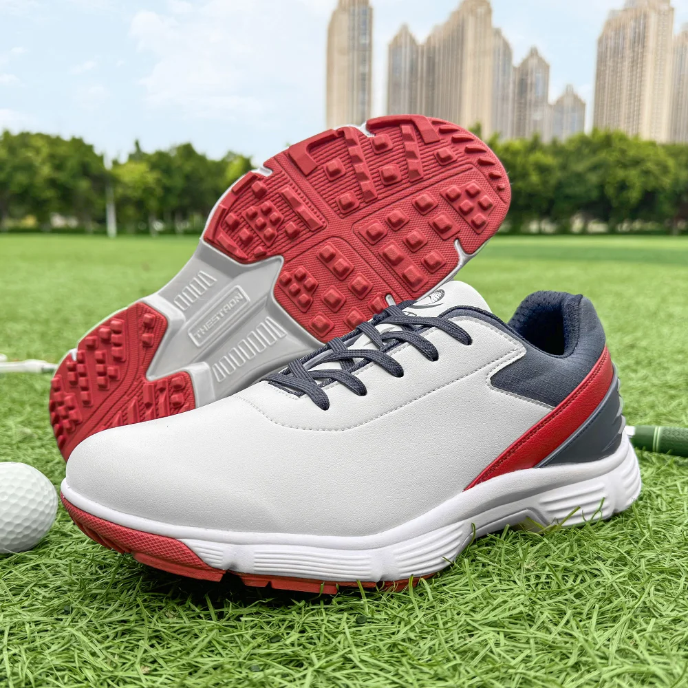 New Fashion Trend Men Spikeless Golf Sneakers Water Repellent Upper Anti-slip Rubber Sole Field Training Shoes Size 39-48