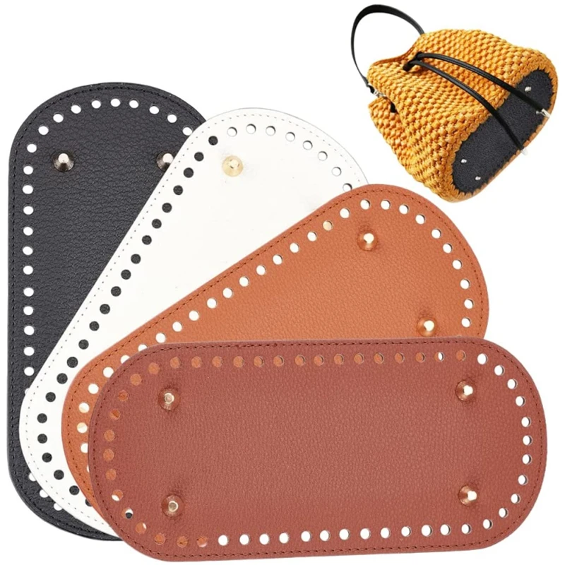 22*10CM PU Leather Bottom for Knitted Bag Hand-Woven Bag Base Handmade Bottom with Holes DIY Crochet Bag Bottom Accessories