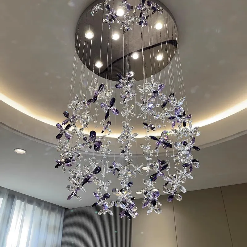 Modern minimalist living room crystal chandelier petal light luxury bedroom creative dining room decorative lighting fixtures