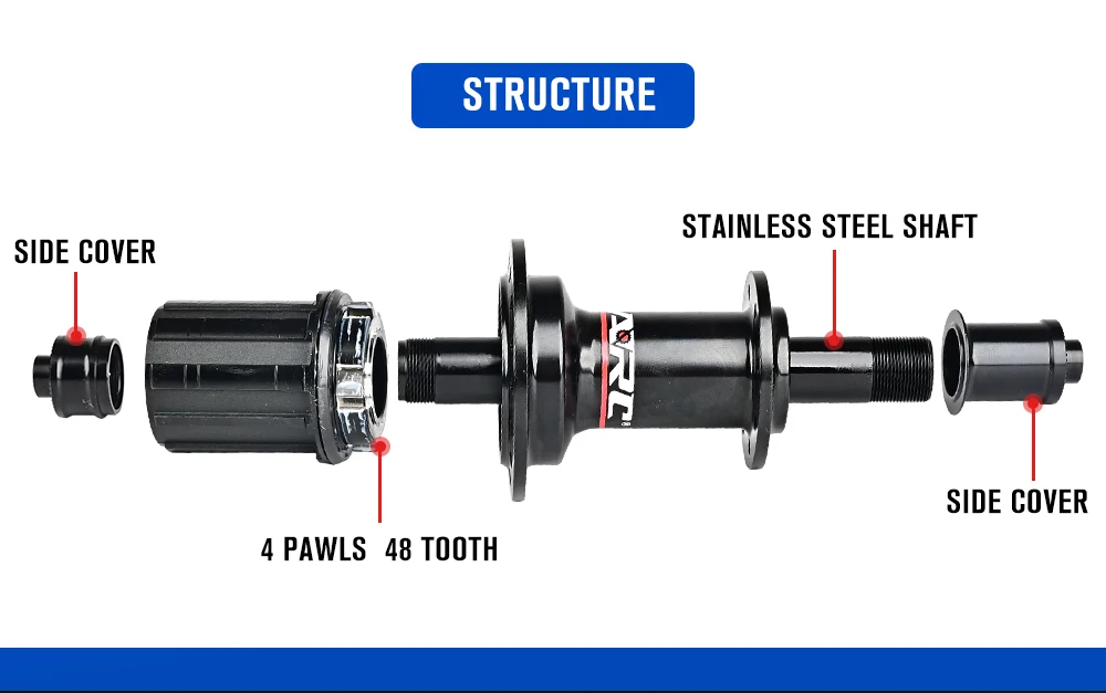 ARC Road Bike Hub Set 4 Pawls 48 Clicks High-Engagement 100/130MM NBK Sealed Bearings 20/24 Holes V-Brake 8-11 Speed Ultralight