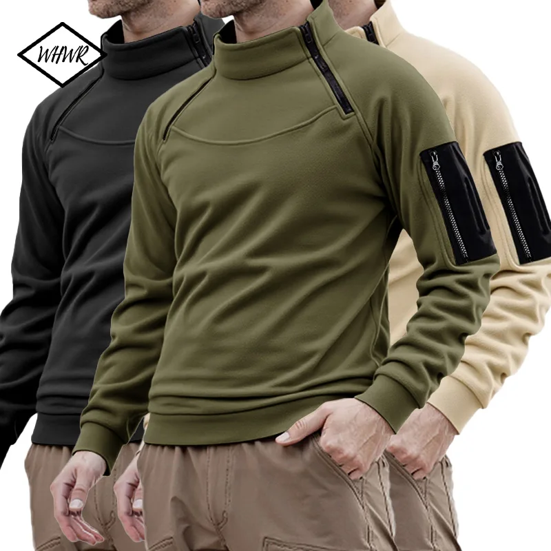 メンズ長袖タクティカルパーカーミリタリーアウトドアプルオーバージッパープルオーバーフリース防風サーマルハイキングキャンプ軍用
