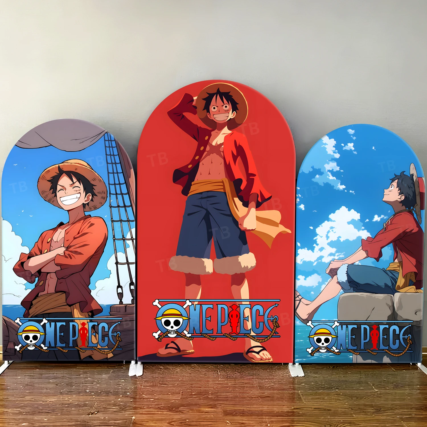 

TB One Piece Arch Backdrop Cover Navigation King Luffy for Boy Birthday Party Decoration Baby Shower Photography Background Wall