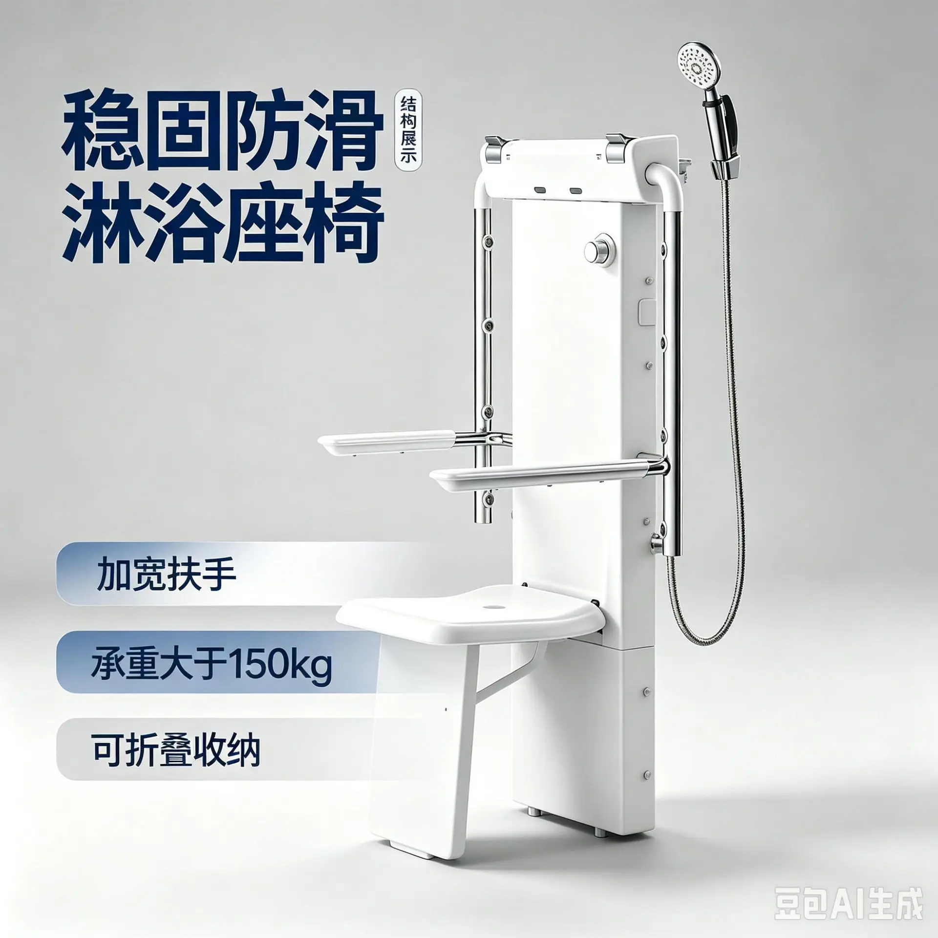 Sitting Thermostatic Shower Multifunctional Wall-mounted Sitting Bath For The Elderly Bathing Device Chair Folding Shower Shower