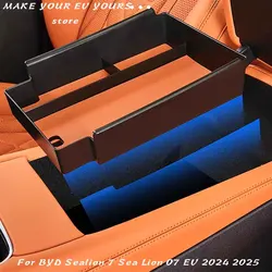 For BYD Sealion 7 Sea Lion 07 EV 2024 2025 Central Control Armrest Leather Storage Box Interior Accessories