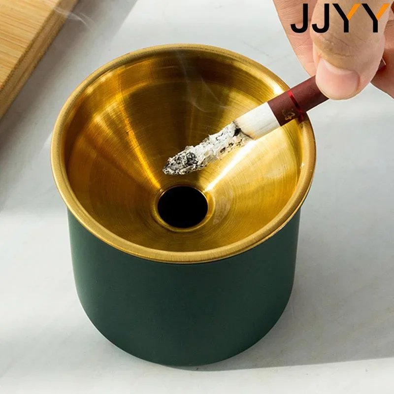 JJYY Ashtray Windproof Smokeless Stainless Steel Funnel Design Elegant Table Ashtray Home Office Life Accessories