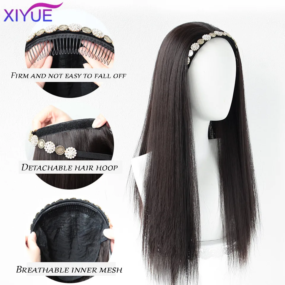 XIYUE Synthetic Wig Women\'s Head Cover Fold New Short hairstyle Hair Band Wig One Piece Fashion Half Head Cover Wig