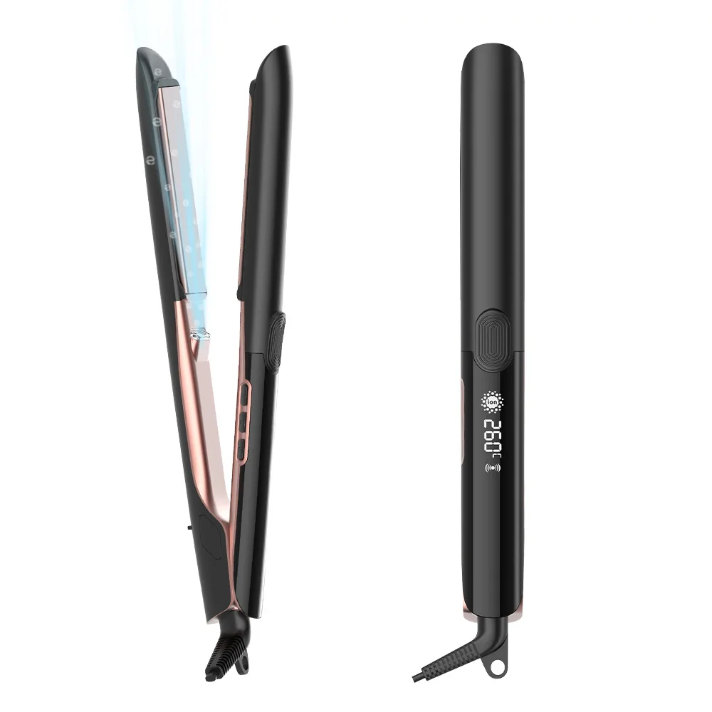 

260℃ / 500 ℉ New 2 in 1 Hair Straightener Curler Fast Heating Flat Iron With a Vibration Function Negative Ion Ceramic Plates