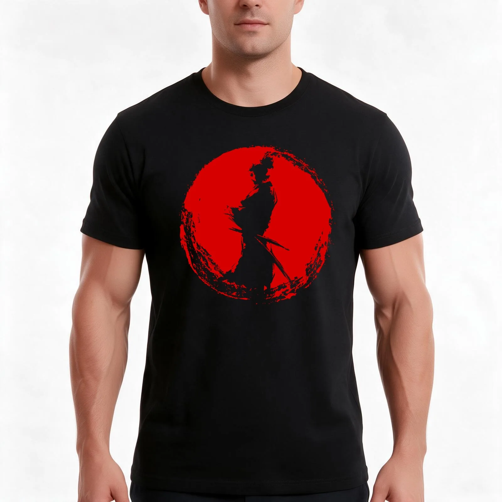 Musashi Miyamoto T-Shirt, Summer Casual Cotton Tee, Oversized Streetwear Tops, Vintage Graphic Print, Loose Fit Short Sleeve