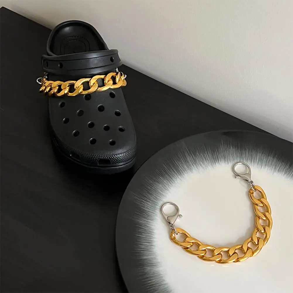 Hole Shoe Chain Gold Silver Color Multilayer Decoration Unisex Punk Cut-out Shoe Charm for Women Men Shoes Decoration