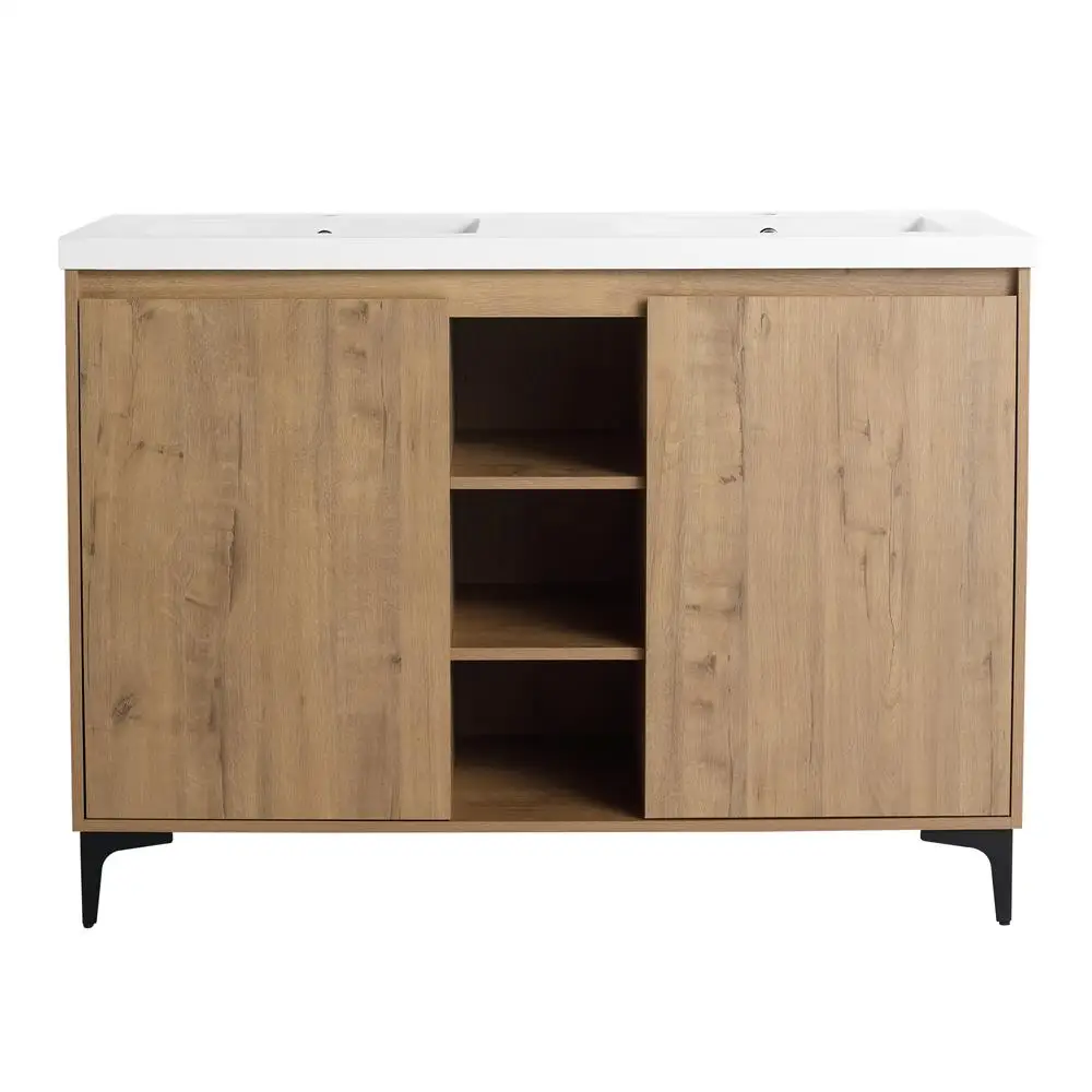 

48" Freestanding Bathroom Vanity With Double Sink, Soft Closing Door Hinge