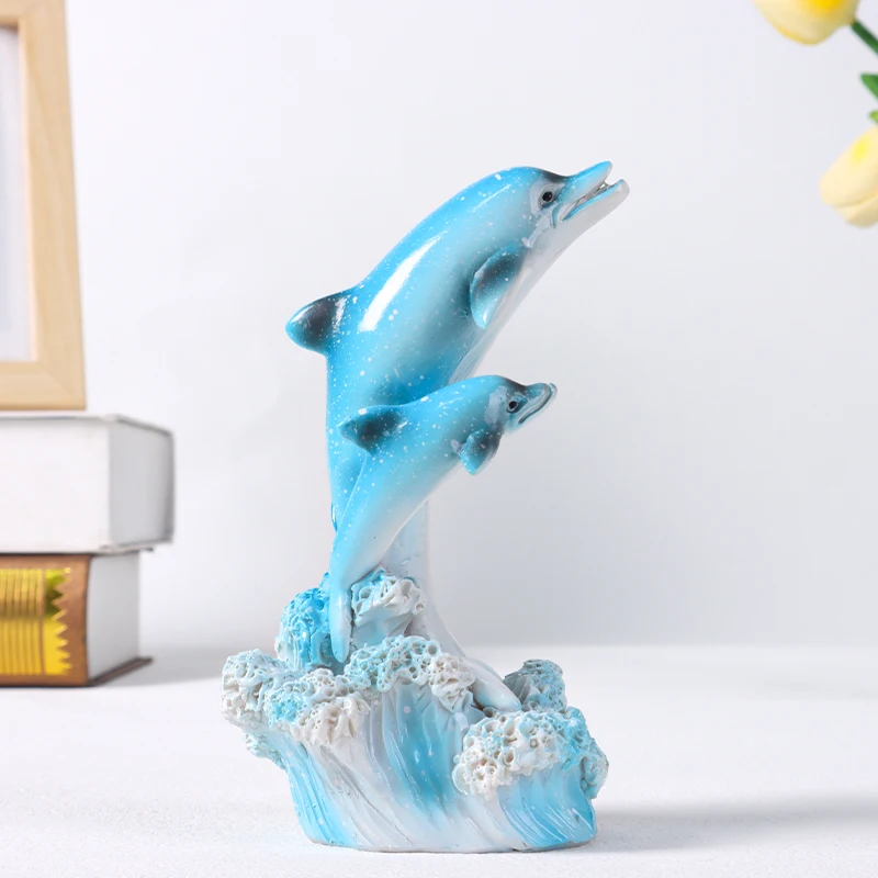 Dolphin Family Resin Statue Decorative Craft for Home, Bedroom, Living Room, Study, or Entrance Table Decor