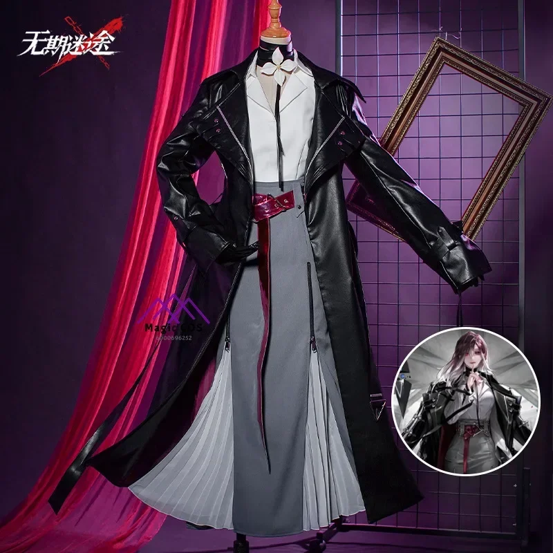 Path To Nowhere Shalom Cosplay Costume Women Sexy Fishtail Skirt Leather Trench Full Set Halloween Party Carnival Outfit Fas@0Z*