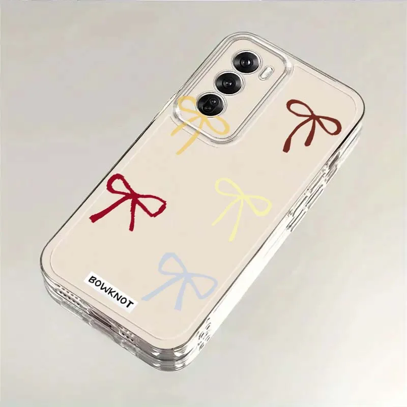 Etui na telefon z wzorem kokardki dla OPPO A11 A16 A55 A56 A57 A72 A52 A73 A74 A54 A76 A78 A58 A98 Pro 5G TPU Przezroczyste