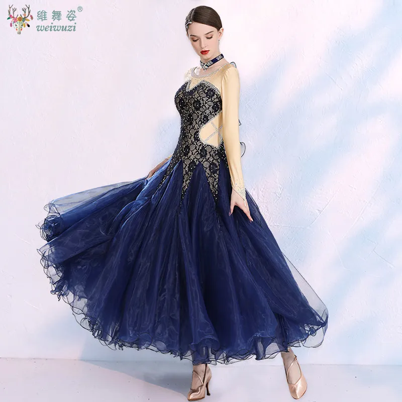 Danza moderna Valzer Grande abito altalena Costume da competizione per performance da donna Elegent Tango Foxtrot Abito da palcoscenico per flamenco spagnolo