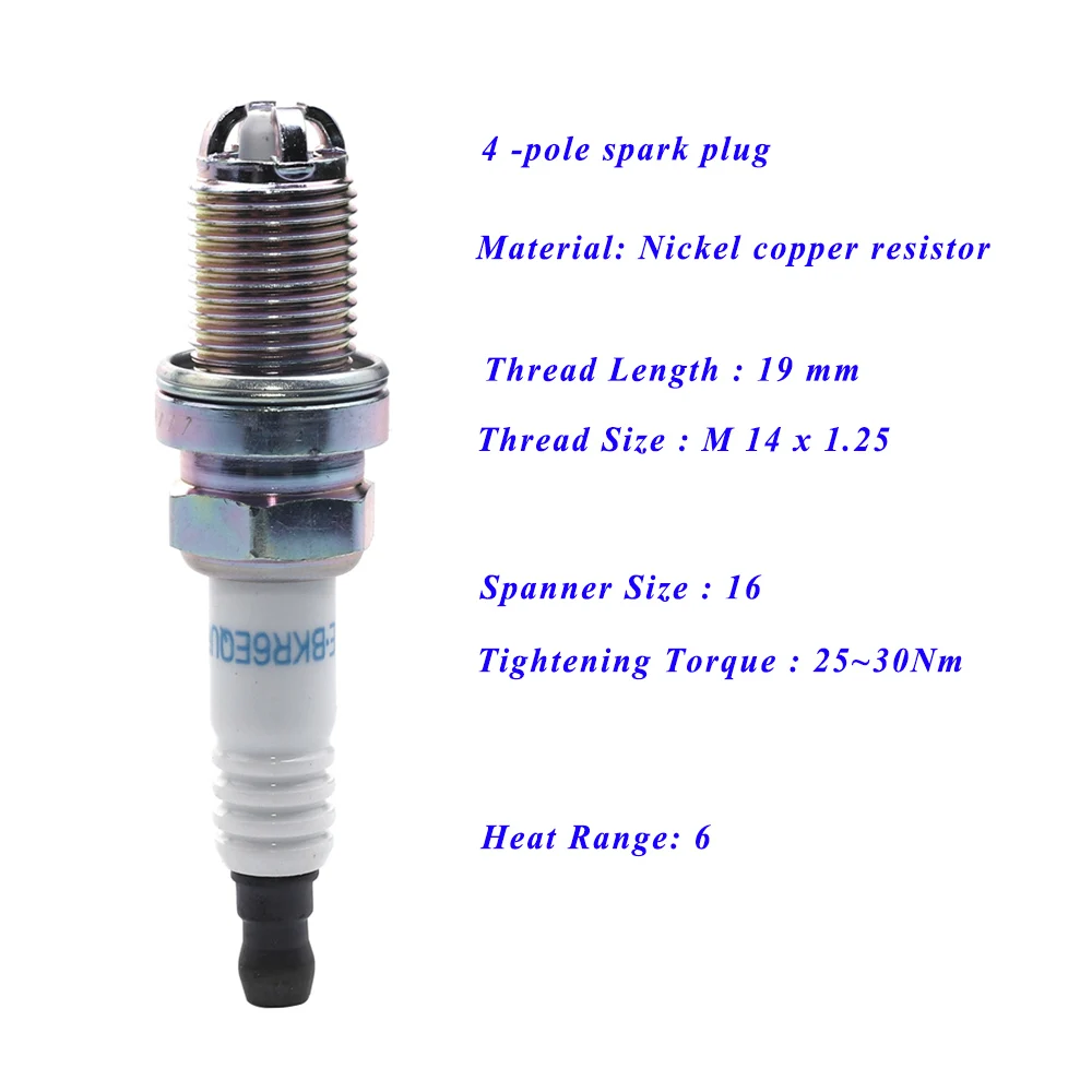 Car 4-pole Spark Plug For MINI Cooper S R52 R53 AUDI A6 C6 A8 D2 D3 S4 B6 B7 BMW X3 E83 X5 E53 Z3 E36 Z4 E85 BKR6EQUP 3199