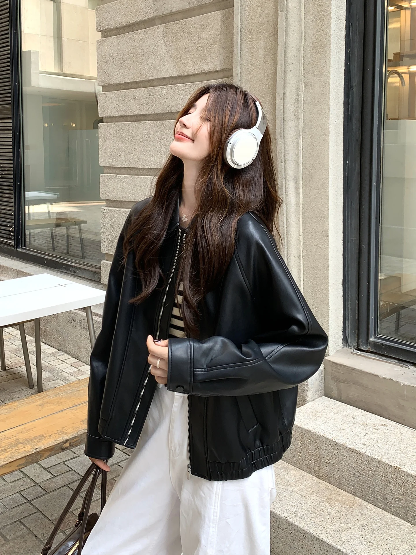 Bla Leather Biker Jaet Donna Sle Dimagrante Personali Americano Casual Cappotto ort Autunno Nuovo arrivo Taglia piccola