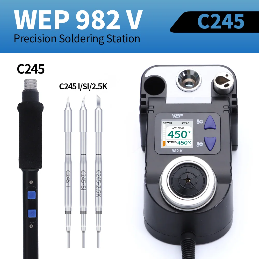WEP Präzisions-Lötstation-Set C210 C245 Digitale Lötstation mit einstellbarer Temperatur und schneller Aufheizung für Handy-Reparaturwerkzeug