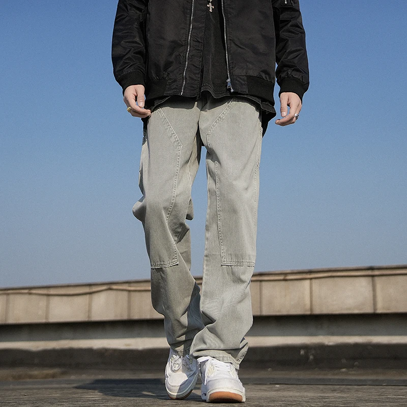 

Мужские джинсы в американском ретро-стиле, весенне-осенние, прямые, зауженные, в стиле High Street, модные брюки прямого кроя