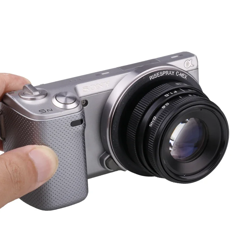 Mini 35mm f1.6 APS-C foco manual mf prime lente de câmera + montagem de anel c para canon eos nikon 1 fuji C-FX sony nex olympus micro 4/3