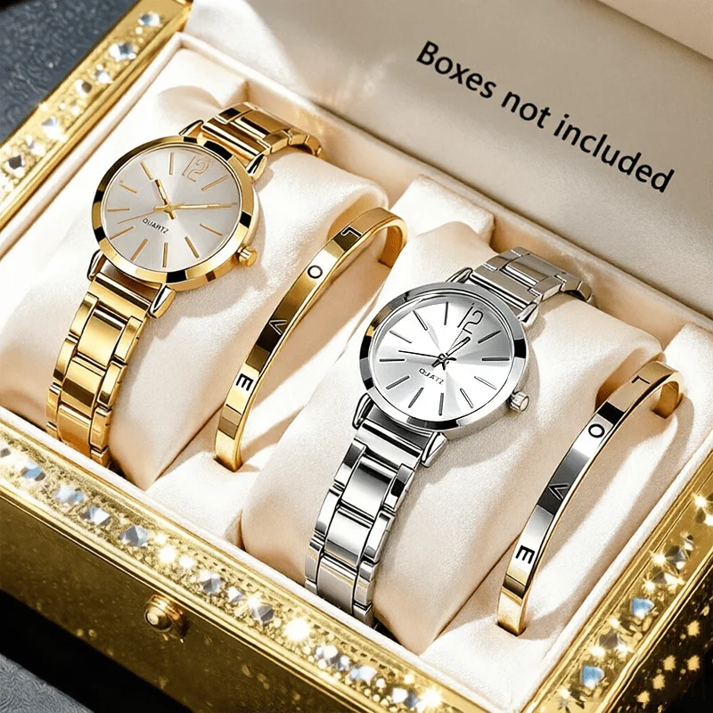 4PCS Ladies' Elegant And Fashionable Watch Set, The Perfect Choice For Halloween, Christmas, Thanksgiving, And Ramadan Gifts