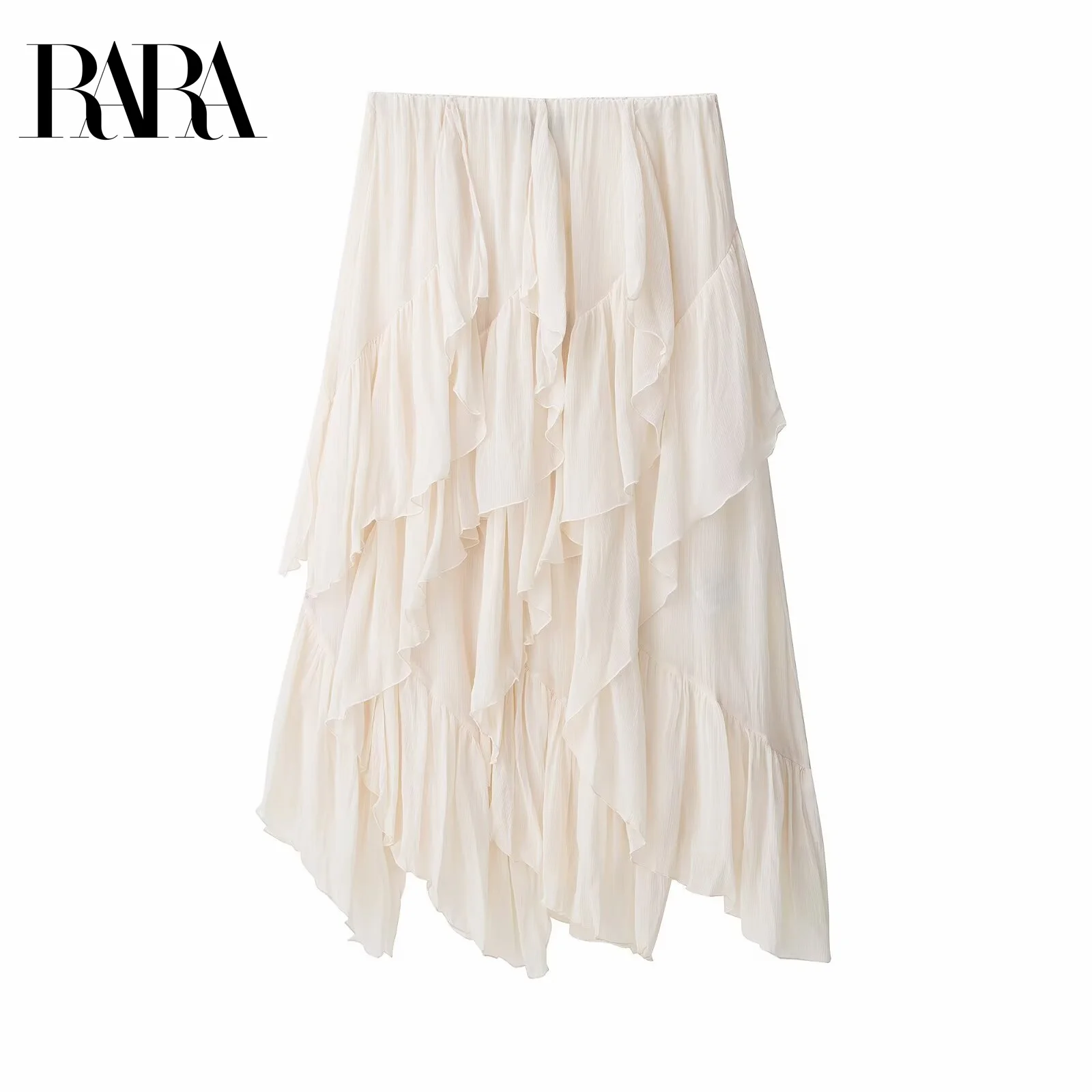 

RARA2025 autumn new women's casual fashion temperament gentle style pleated ruffle irregular mid-length skirt