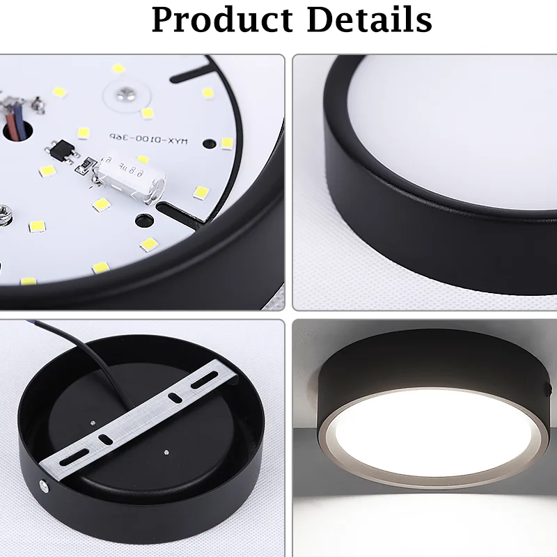 3 Color LED Ceiling Light Surface Mounted Ultra Thin Downlight Panel Lamp
