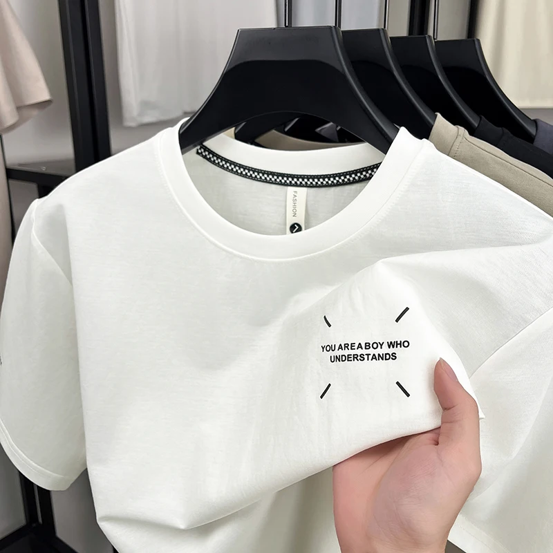 

Men's Summer New Style Simple Quality T-Shirt Fashion Round Neck Printed Short Sleeve Breathable Casual Versatile Men Clothing