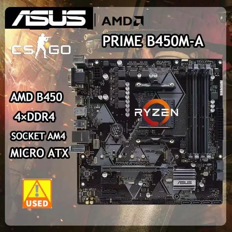 Go! B450M Motherboard AM4 For Ryzen 5 5600G cpus Asus PRIME B450M-A Motherboard AM4 DDR4 128GB AMD B450 USB3.1M.2 Micro ATX