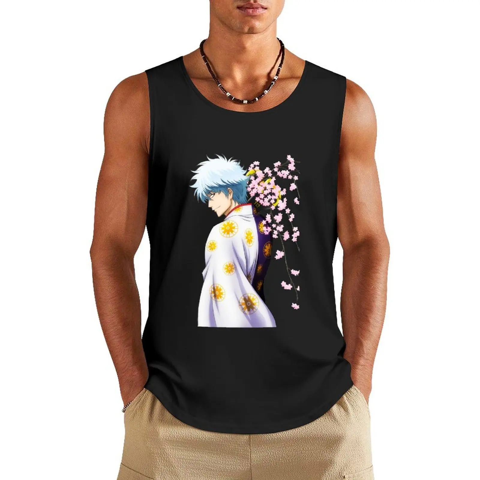 Gintama Gintoki Sakata Tank Top sleeveless jackets Men's summer clothes 2024 men clothing Men's summer t-shirt