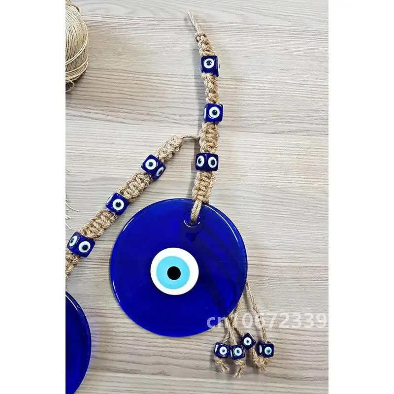 Lucky Eye Glass Blue Turkish Evil Eye Pendant Multi Color Bead Handmade Wall Hanging  Decoration for Home Living Room Car Gift