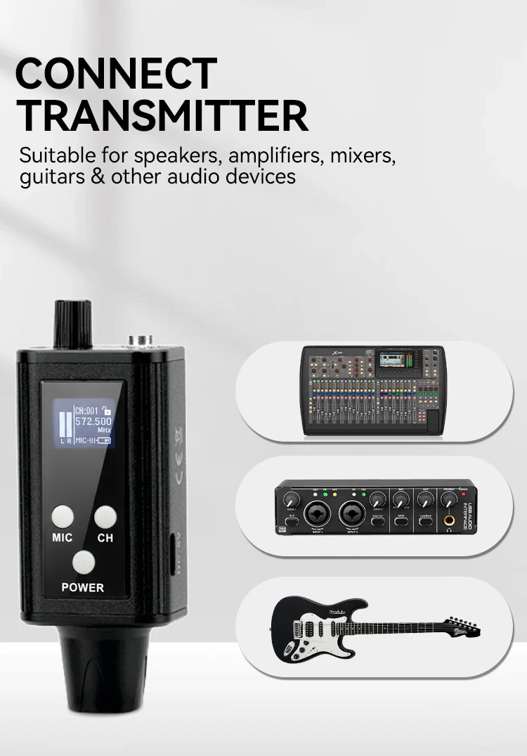 Paulkitson EM‑12R Drahtloses In-Ear-Monitoring-System 572,5‑587,5MHz OLED Stereo Mono Niedrige Latenz für Sänger DJ Studio Live-Show – Detail 10