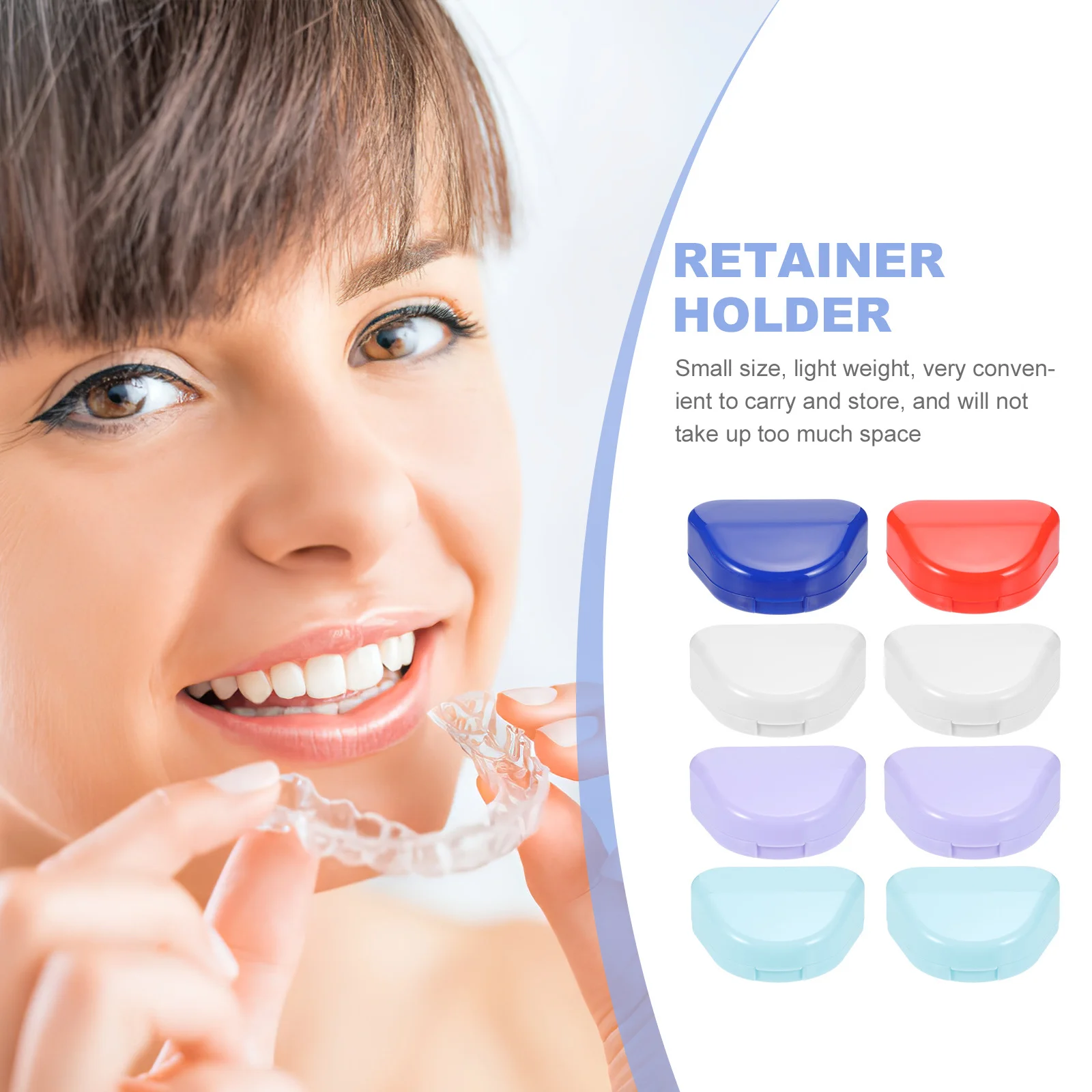 

8pcs Box Portable Storage Accessories Lid Breathable Denture Case Travel Retainer Holder Household Denture Container Dental Care