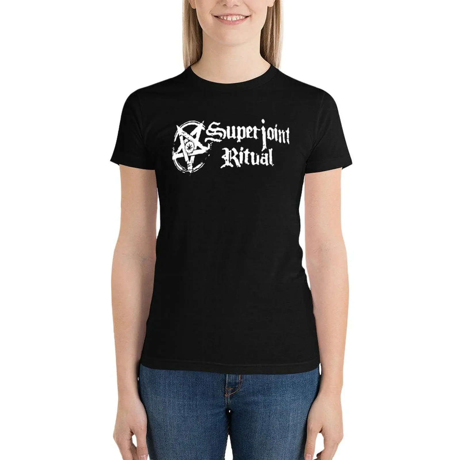 Superjoint Ritual Band Logo T-Shirt Aesthetic clothing cute tops aesthetic clothes summer top oversized workout shirts for Women