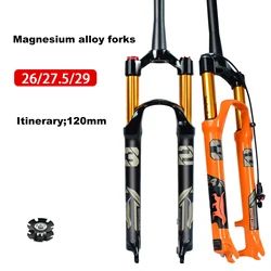 Mountain bike fork 26 27.5 29 inch magnesium alloy fork dirt bike air fork straight tube cone tube shock absorber accessories